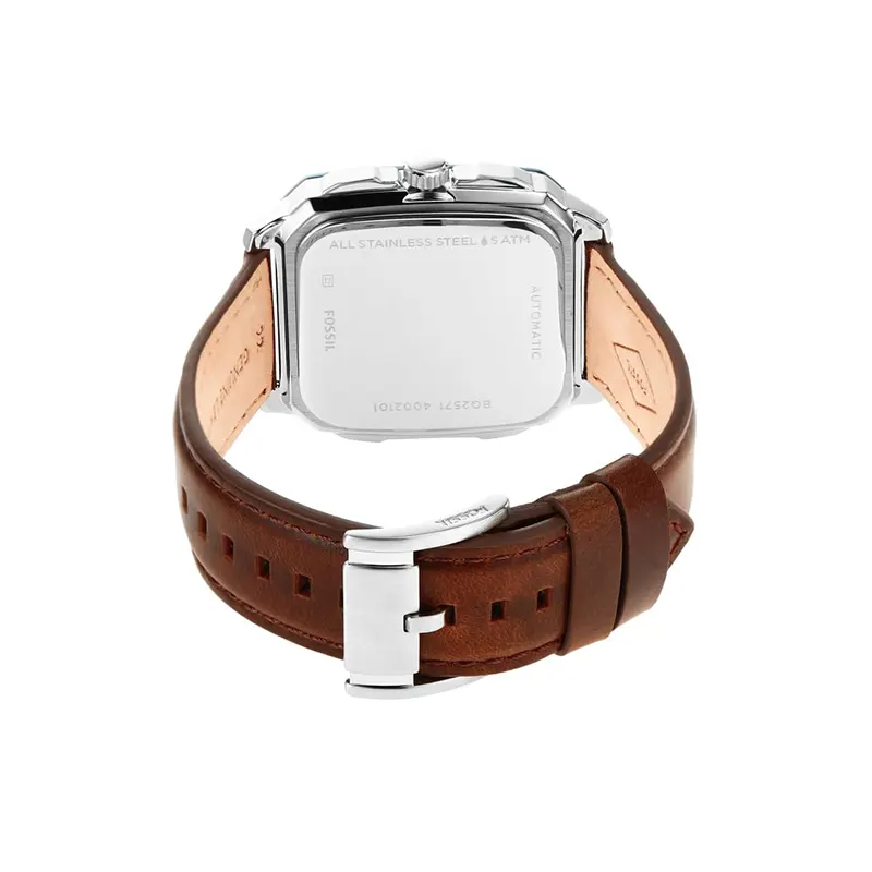 Fossil Inscription Skeleton Smoke Dial Brown Dial Men's Watch- BQ2571